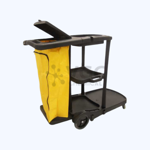 Janitor Cart Black w Canvass Bag